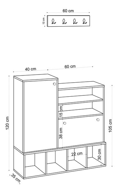 Set za predsoblje Aliex 21 (hrast)