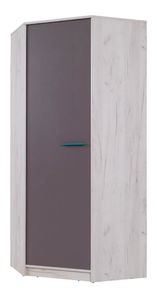 Kutni ormar za garderobu Rosario R14 (hrast craft bijeli + siva)