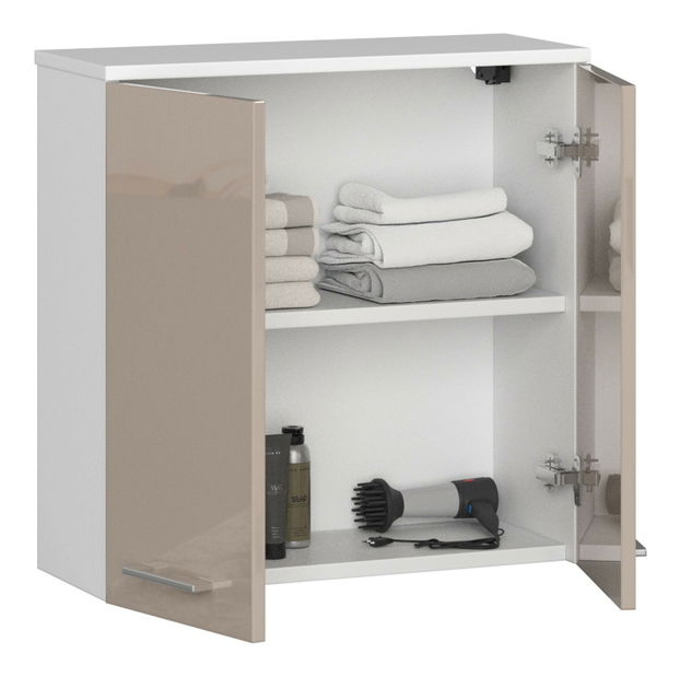 Závesná kúpelňová skrinka Farid TYP5 (biela + cappuccino lesk)