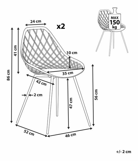 Set 2 buc. scaune de sufragerie CANOR (gri deschis)