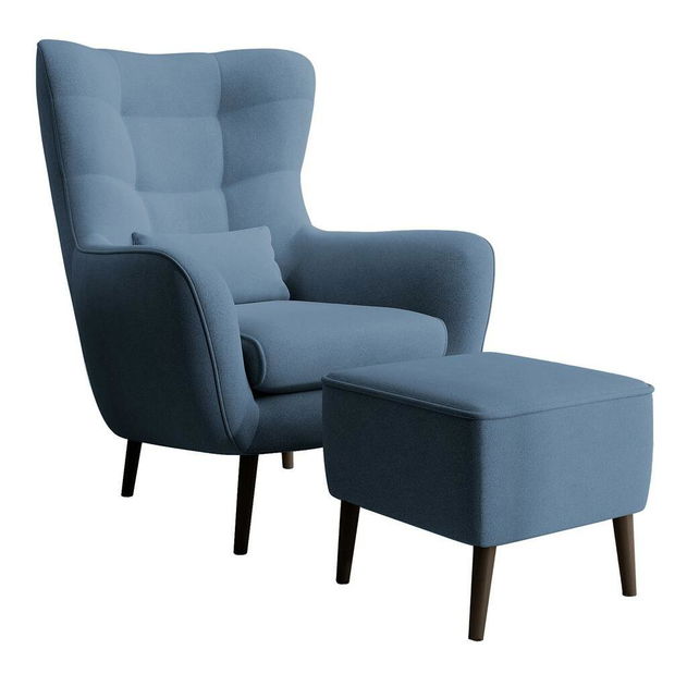 Kreslo s podnožkou Veneza VZ1 (modrá + čierna)