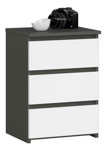 Noptieră Contragolpe (grafit + alb)