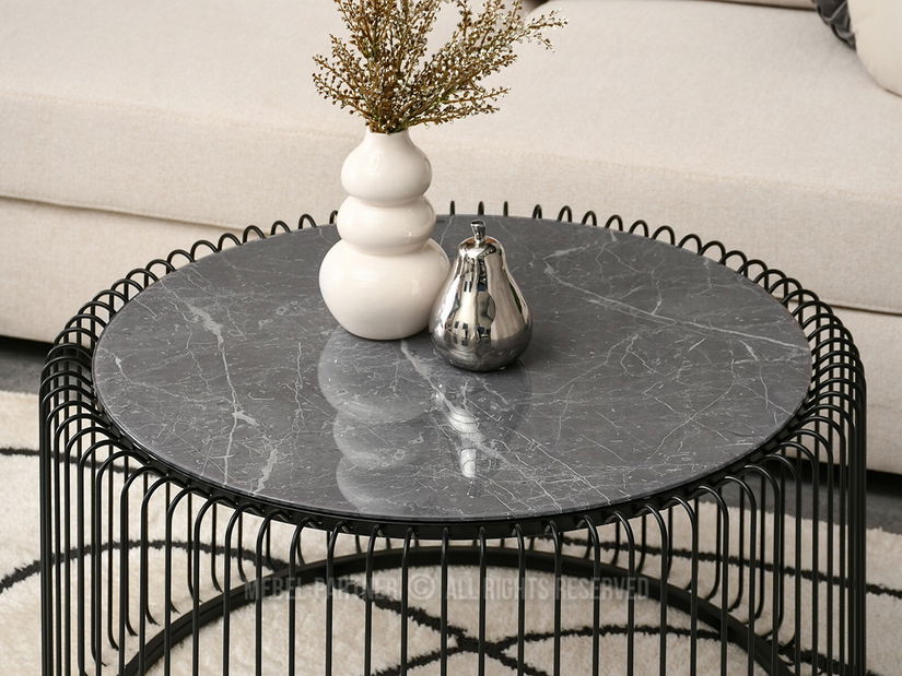 Dohányzóasztal Nils Xl (szürke márvány + fekete)