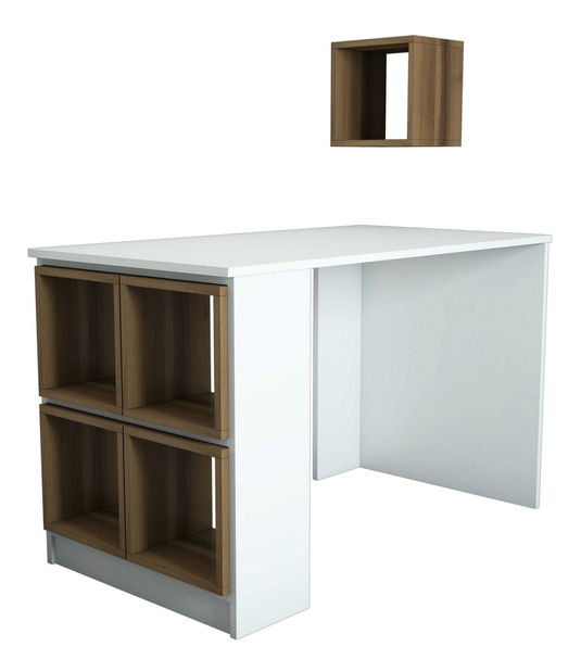 PC stolík s policou Blanchet (biela + orech)