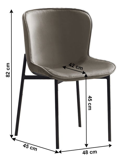 Scaun de sufragerie Perite (gri maro)