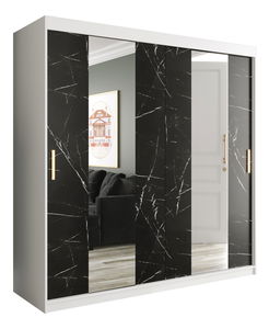 Dulap de haine 200 cm Marbelo P (mat alb + marmură neagră)
