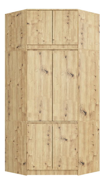 Rohová šatníková skriňa (s nadstavbou) Segregar (dub craft)