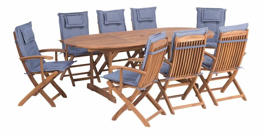 Kerti étkező szett Mali (világos fa) (kék párna)