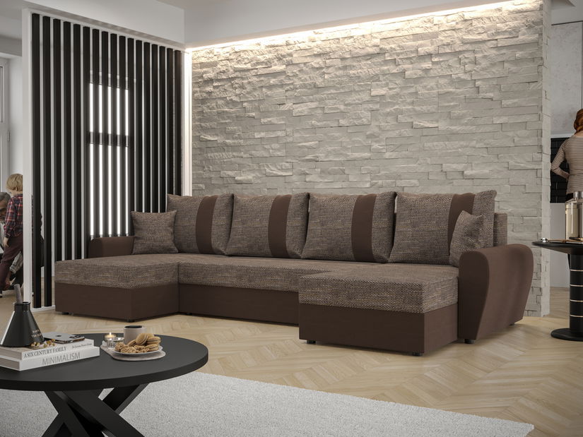 Sarok ülőgarnitúra U Daven U (barna + sötétbarna)