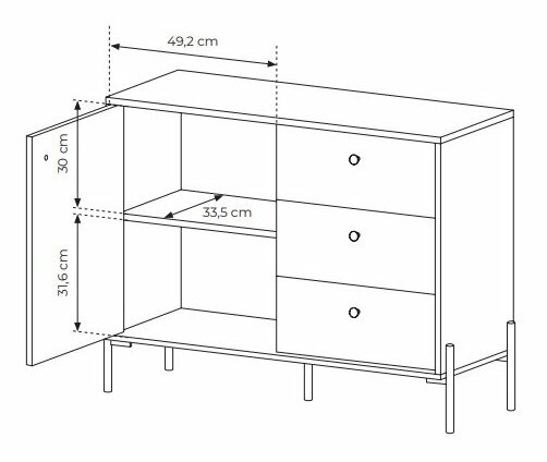 Komoda Scandia D3S (hrast scandi + jelka scandi)