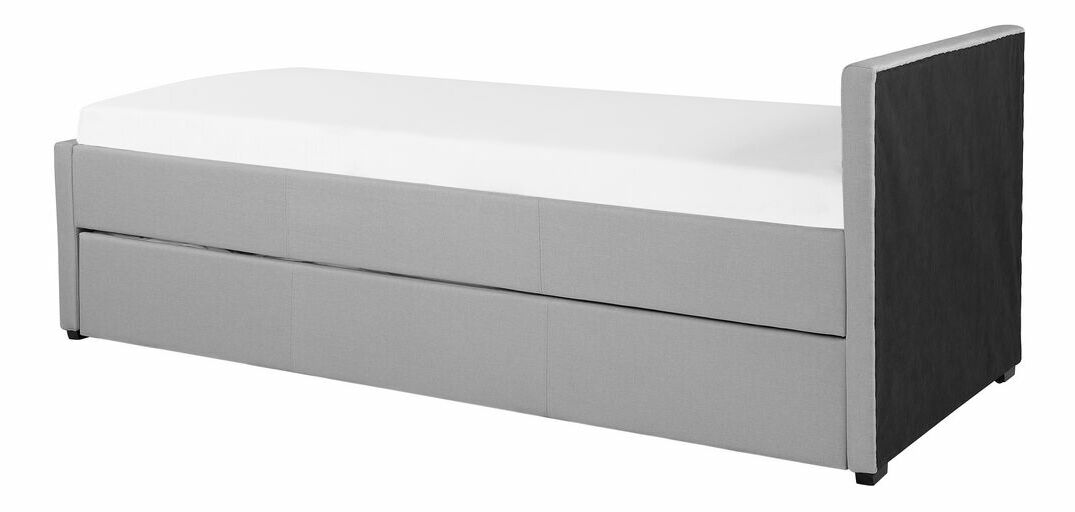 Jednolôžková posteľ 90 cm MERMAID (polyester) (sivá) (s roštom)