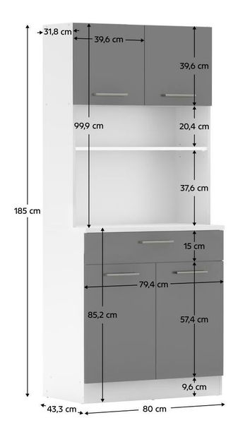 Kuhinjski kutak Domini NEW (bijela + grafit)