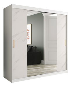 Ruhásszekrény 200 cm Marbelo T1 (matt fehér + fehér márvány)