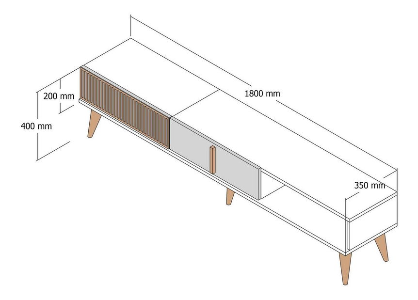 TV stolík/skrinka Millano 1 (orech + travertín)
