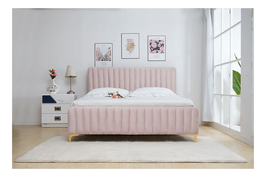 Franciaágy 180 cm Keira (rózsaszín) (ágyráccsal)