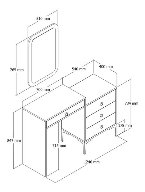 Toaletni stolić Logan (orah + crna)