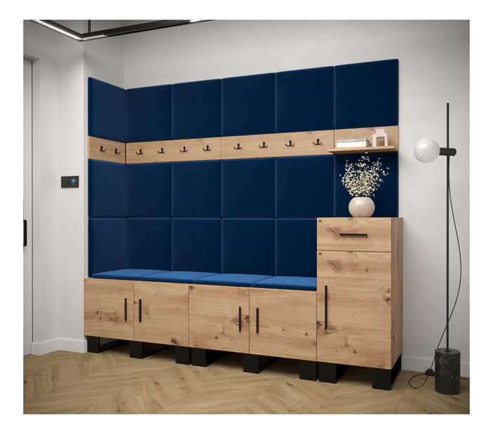 Set mobilier pentru hol Amanda 9 (Stejar artisan + Albastru)