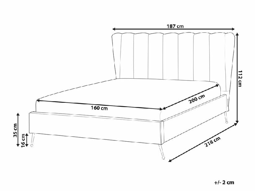 Pat matrimonial 160 cm Mirabell (gri bej) (cu somieră) (cu port USB)