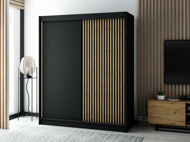 Šatníková skriňa 180 cm Ladonna (čierna matná)