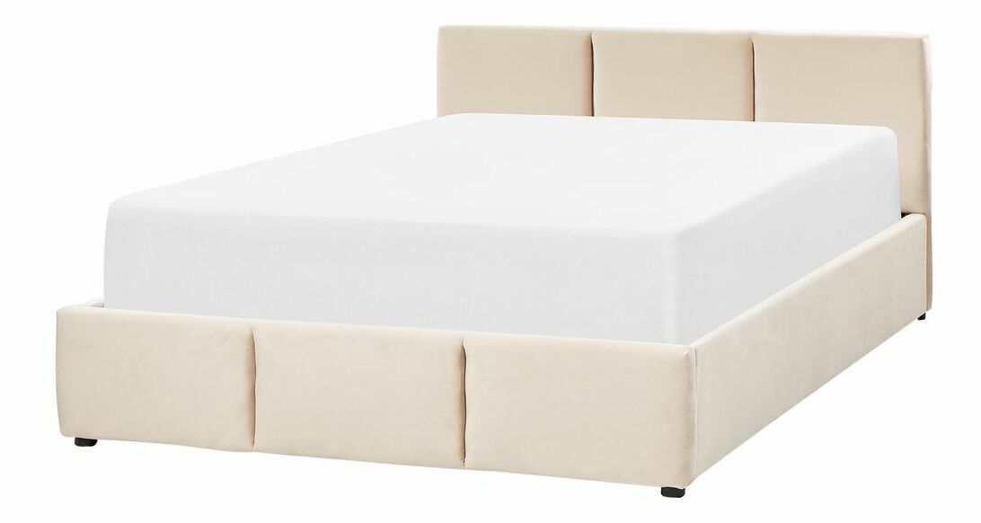 Pat matrimonial 160 cm Belize (bej) (cu somieră) (cu sp. depozitare)