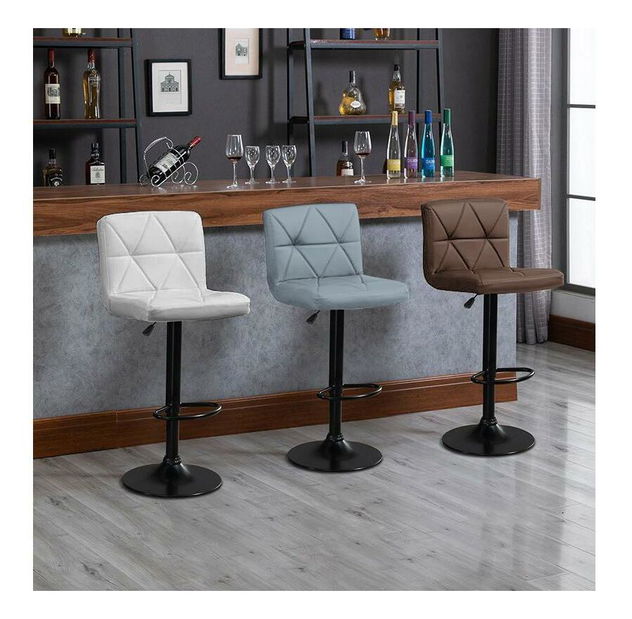 Scaun bar Seley (piele ecologică gri + negru)