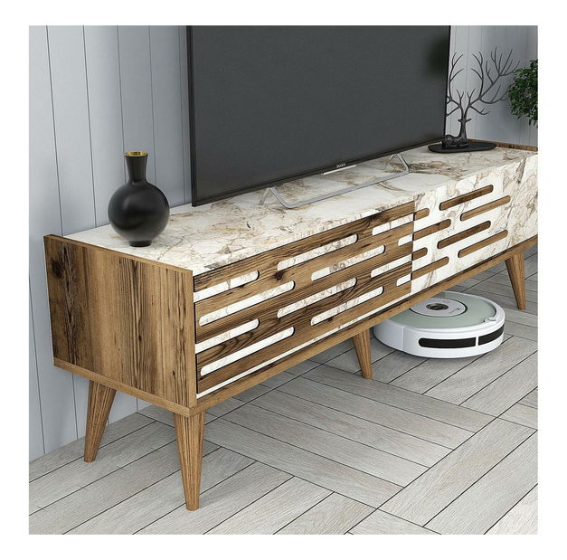 Obývacia stena Valencia (orech + biely mramor)