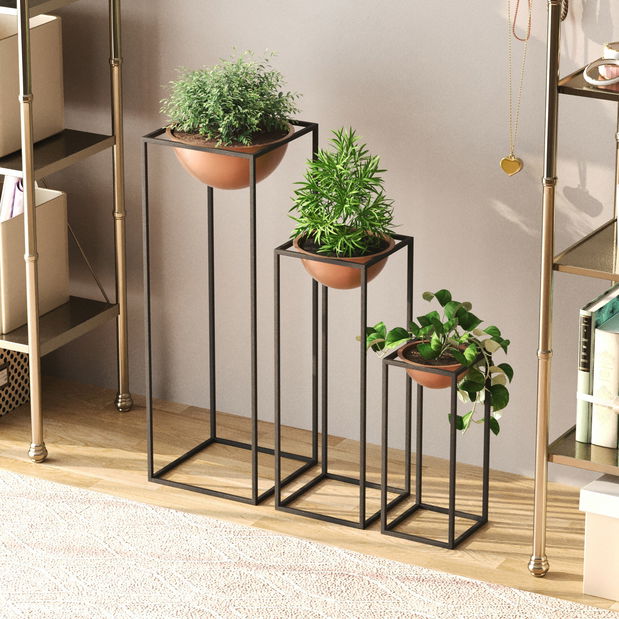 Ukrasni stalak za cvijeće Gwyneth (crna + bakar)