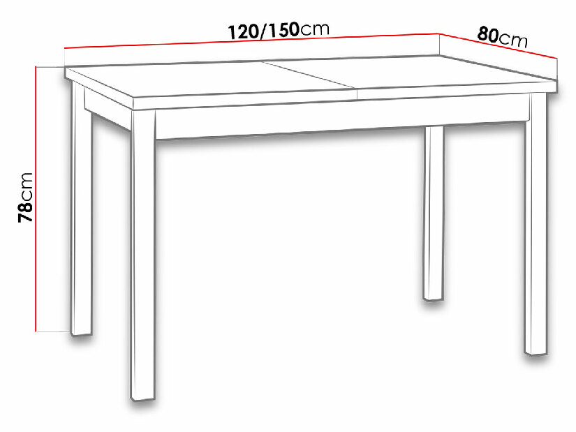 Masă extensibilă Luca 80 x 120+150 I (Alb L) (Negru)