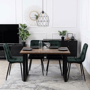 Masă sufragerie Varon (stejar rustic + negru) (pentru 6 persoane)