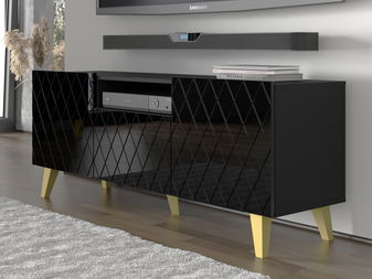 TV stolík/skrinka Dintanna 145 (čierna + lesk čierny)