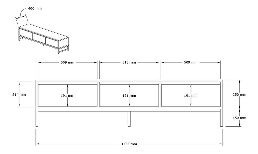 TV asztal/szekrény Samove 3 (zafír tölgy + fekete + antracit) 