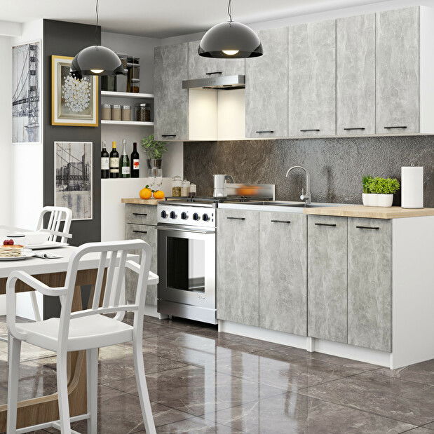 Felső konyhaszekrény Organo W 30 (fehér + beton)