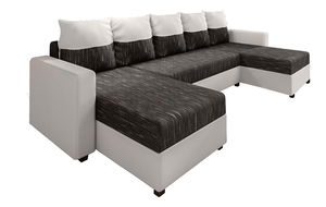 Rohová sedačka v tvare U Ardait (melírovaná sivá + biela) (L)