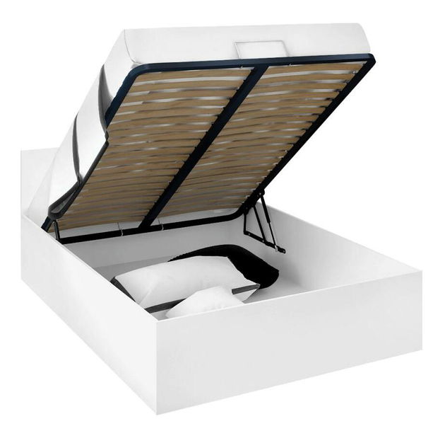 Manželská posteľ 140 cm Discutibles (biela) (s roštom) (s úl. priestorom)