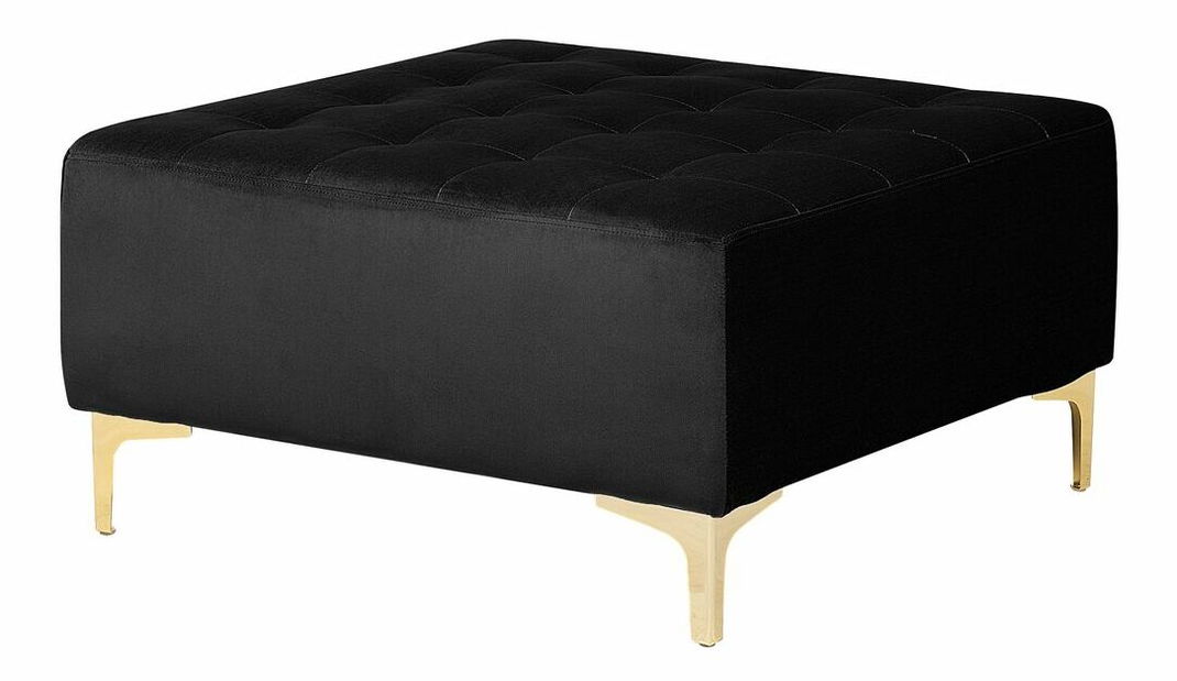 Rohová sedacia súprava s taburetkou U Aberde (zamatová čierna)