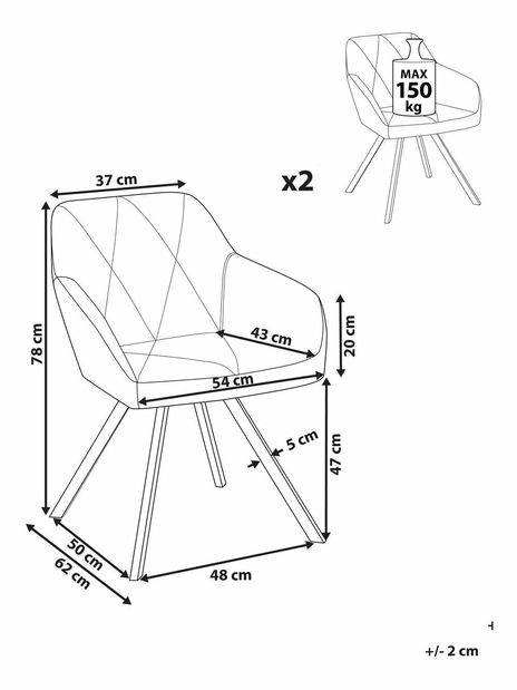 Set 2ks. jedálenských stoličiek Manly (morská)