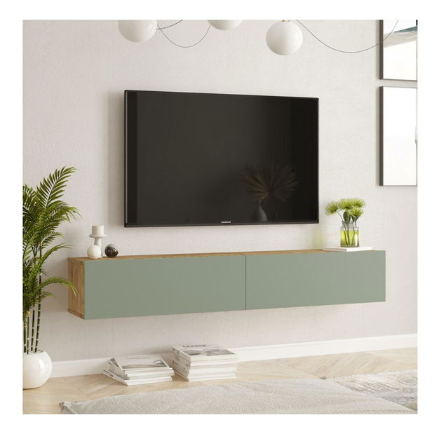 TV asztal/Szekrény France 8 (atlanti fenyő + zöld) 