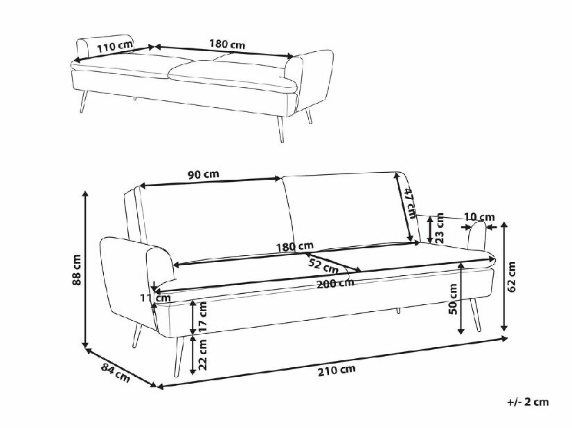 Háromszemélyes kanapé Vischer (bézs) 