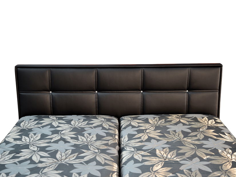 Pat matrimonial 180 cm Belle (Gri + Negru) (cu somiere și saltele)