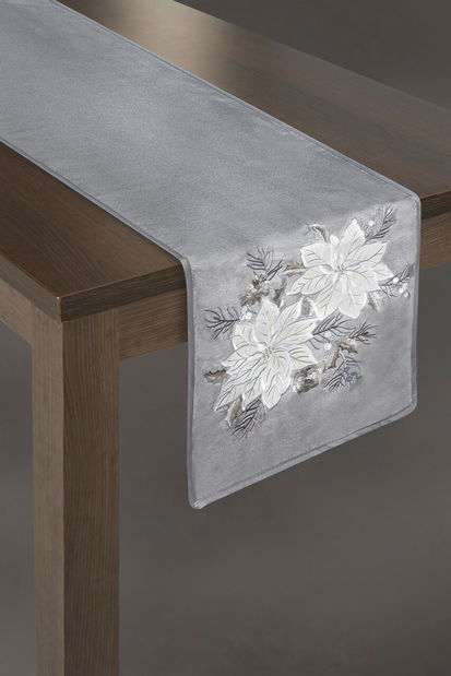 Obrus 33X140 cm Shane1 (biela + strieborná) (1 ks) *výpredaj