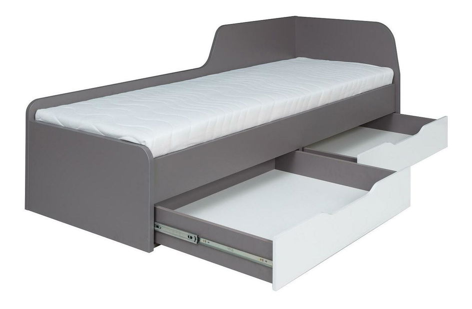 Jednolôžková posteľ 80cm Irlam Z22 (sivá + lesk biely) (s roštom) (s úl. priestorom)