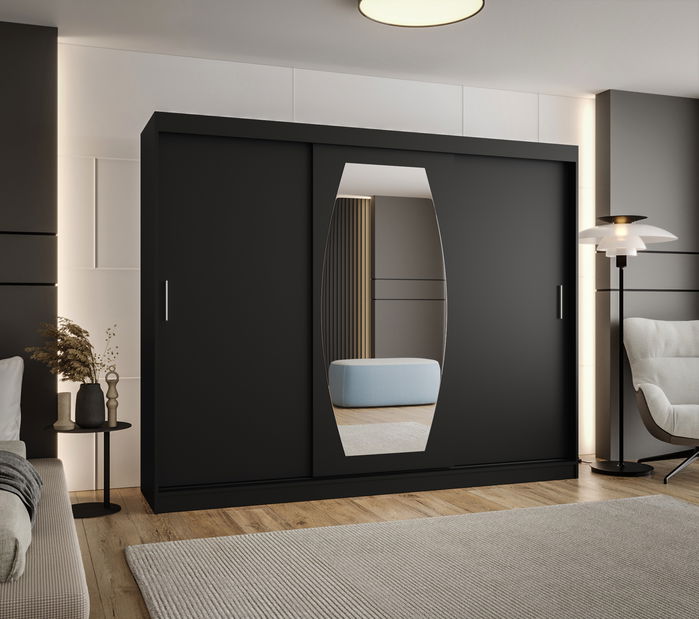 Ormar za garderobu 250 cm Rosaria (crna)