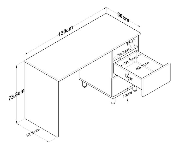 PC stolić Sikine 3 (orah + bijela)