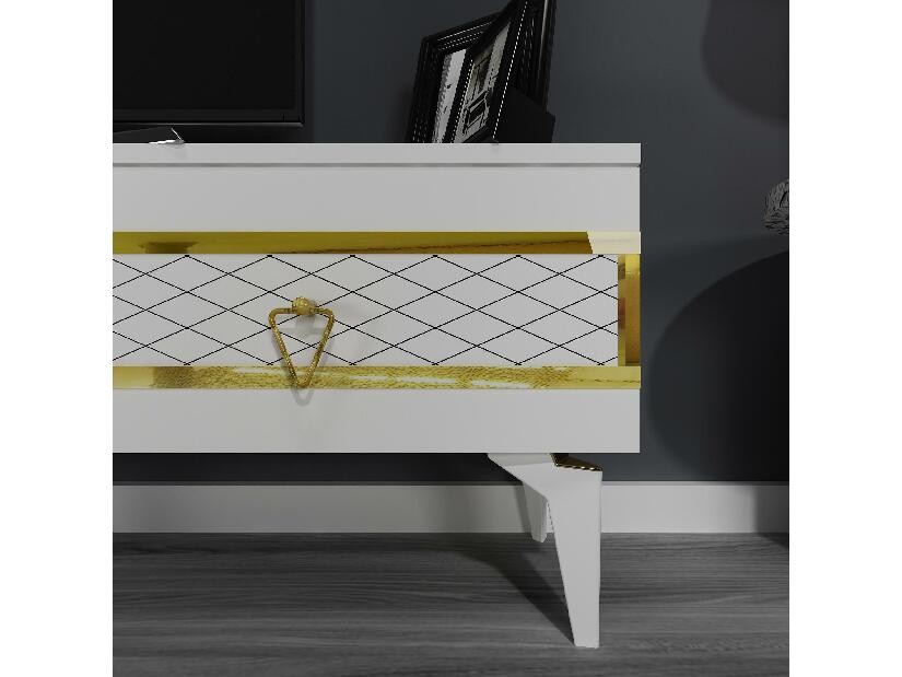 TV asztal/szekrény Vadiki 2 (fehér + arany) 