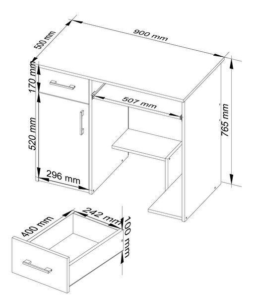 PC asztal Jocosa (sonoma tölgy + fehér)