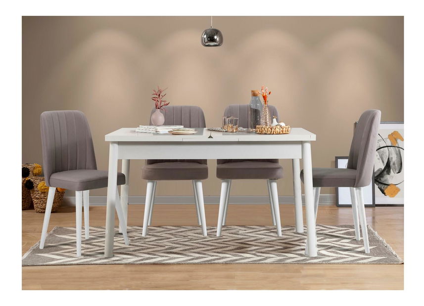 Set mobilier sufragerie Vlasta 5 (alb + gri) (pentru 4 persoane)