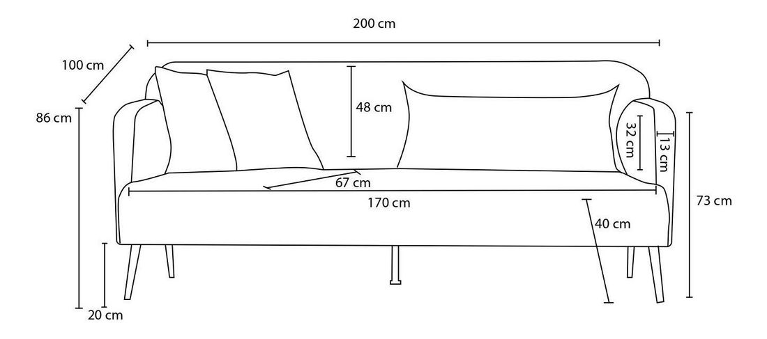 Pohovka trojsedačka Revosatta (sivá + čierna)