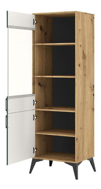 Vitrína Luvonut 2D LU9 (dub artisan + tmavozelená + čierna) *výpredaj