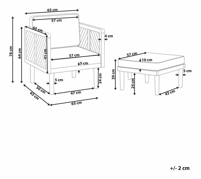 Viseća fotelja s tabureom Blas (svijetlo drvo)