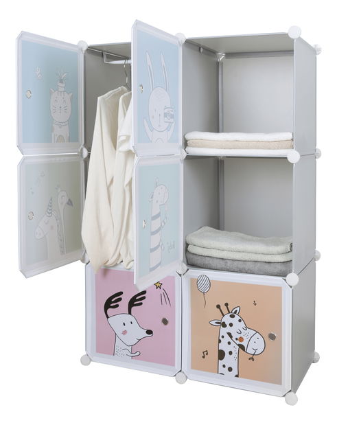 Moduláris szekrény gyerekeknek Banco (szürke + gyermek minta)